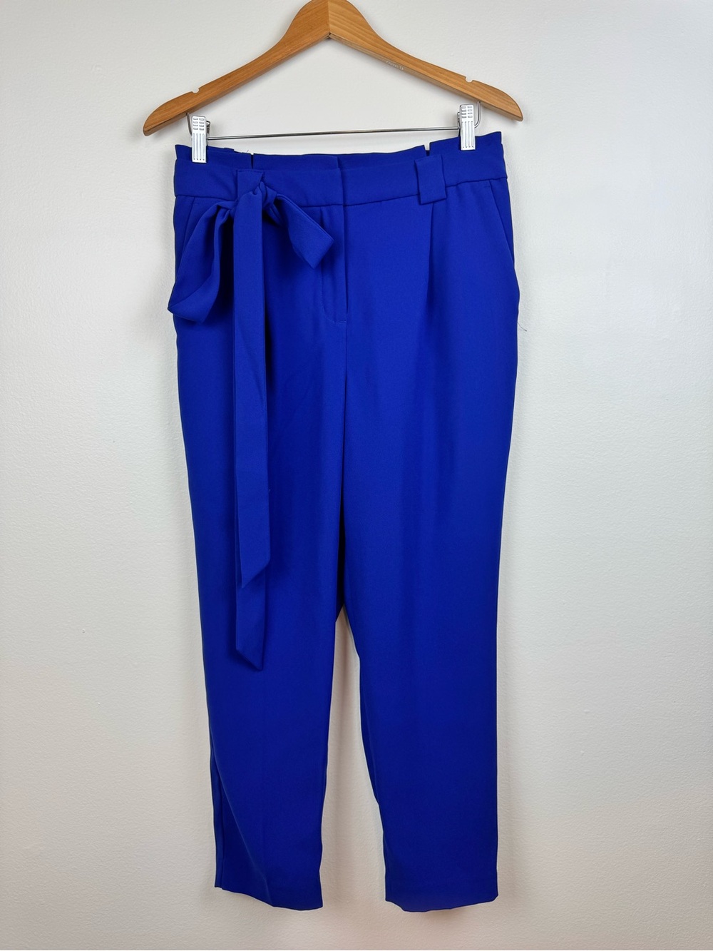 Express Women Blue Ankle High Rise Tie Waist Pant Trouser size 8S
